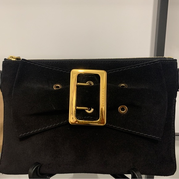 Authentic Burberry Suede Bow Buckle Crossbody Bag - Picture 2 of 6
